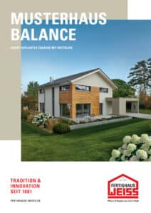 Flyer mit Grundrissen zum Musterhaus Poing von Fertighaus WEISS